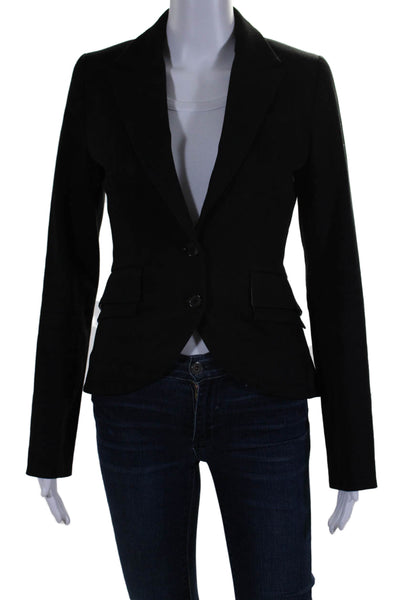 Alexander McQueen Womens Two Button Notched Lapel Blazer Wool Black Size Small