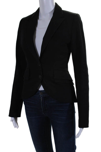 Alexander McQueen Womens Two Button Notched Lapel Blazer Wool Black Size Small