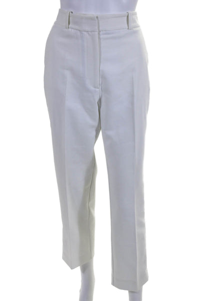 Boden Womens High Rise Creased Slim Leg Dress Pants White Navy Blue Size 8