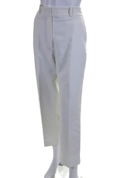 Boden Womens High Rise Creased Slim Leg Dress Pants White Navy Blue Size 8