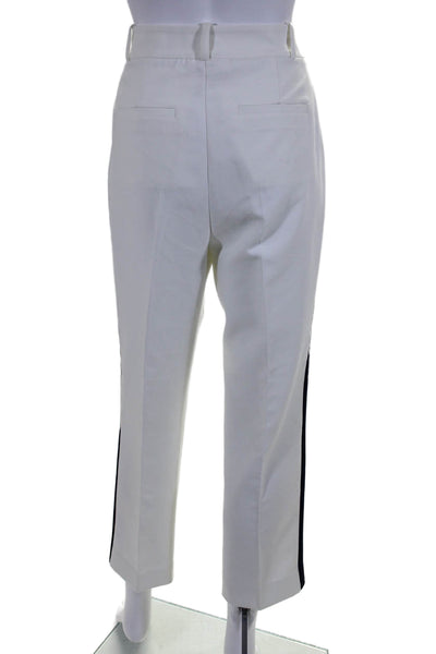 Boden Womens High Rise Creased Slim Leg Dress Pants White Navy Blue Size 8