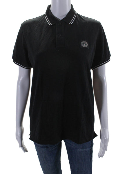 Stone Island Junior Boys Collared Short Sleeve Pullover Polo Shirt Black Size 14