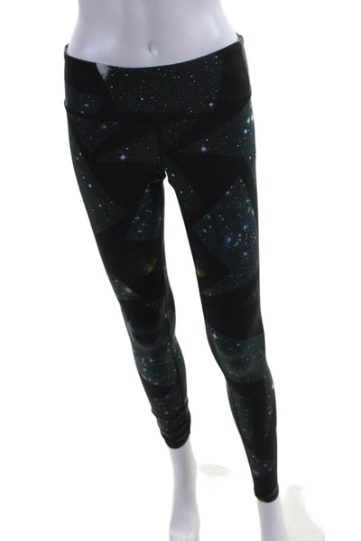 Alo Womens Mid Rise Stretch Knit Galaxy Ankle Leggings Black Gray Size XS