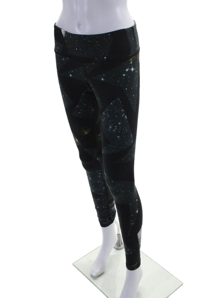 Alo Womens Mid Rise Stretch Knit Galaxy Ankle Leggings Black Gray Size XS