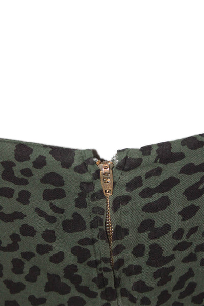 Sundry Womens Back Zip Spaghetti Strap V Neck Leopard Jumpsuit Green Size 1