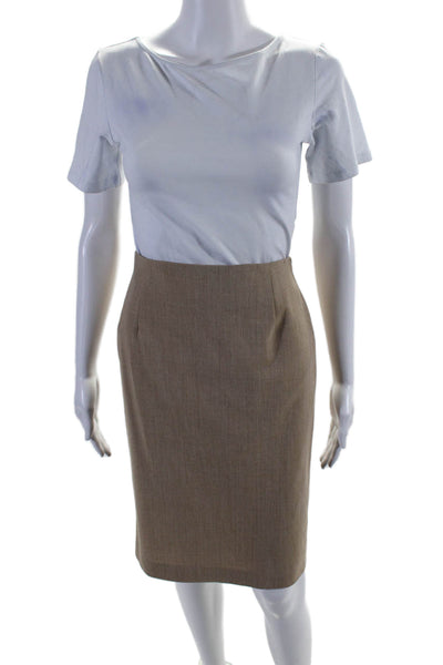 Piazza Sempione Womens Back Zip Knee Length Pencil Skirt Brown Wool Size IT 40