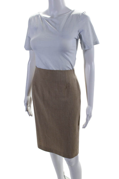 Piazza Sempione Womens Back Zip Knee Length Pencil Skirt Brown Wool Size IT 40