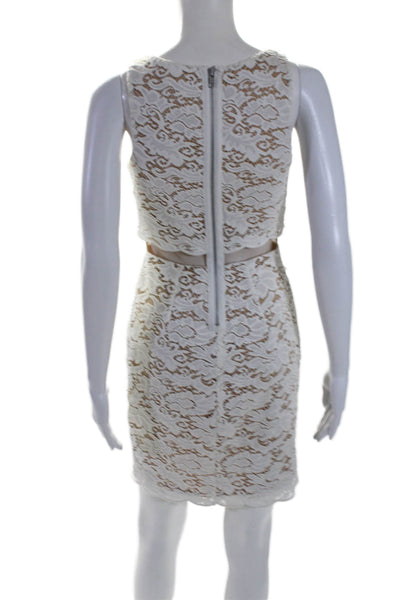 Bailey 44 Womens Back Zip Scoop Neck Mesh Trim Lace Mini Dress White Size 2