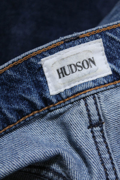 Hudson Womens Mid Rise Striped Trim Fringe Cropped Jeans Blue Denim Size 26