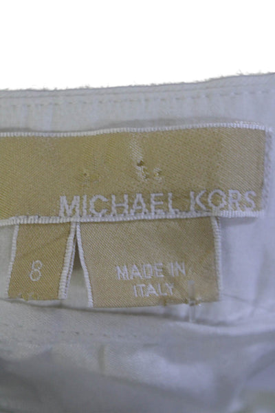 KORS Michael Kors Womens Tapered Leg Zip Front Classic Pants White Size 8