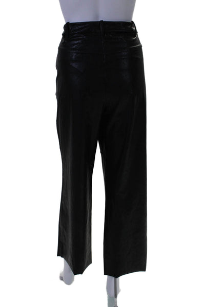 Lysse Women's Pull-On Faux Leather Wide Leg Pockets Pants Black Size L