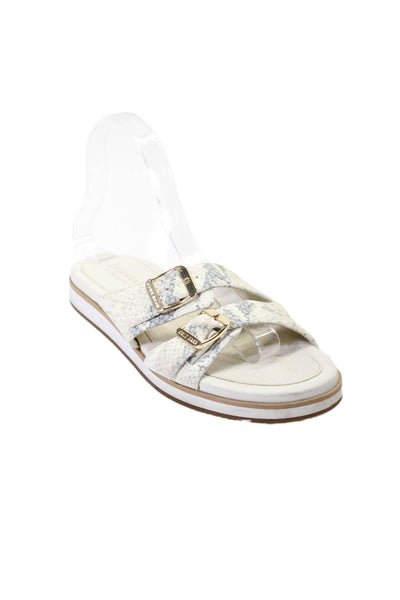 Cole Haan Grand.OS Womens White Snakeskin Print Double Strap Slides Shoes Size7B