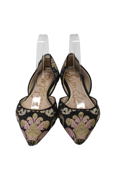 Sam Edelman Womens Black Floral Embroidered Flat D'Orsay Shoes Size 8.5