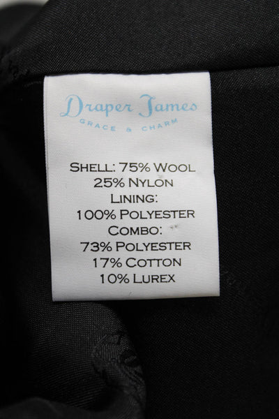 Draper James Womens Wool Blend Black Gold Printed Long Sleeve Jacket Size 12