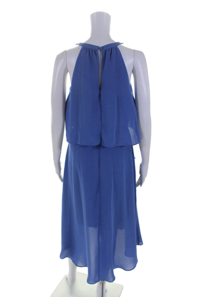 Saks Fifth Avenue Womens Blue Ruffle Layered Sleeveless Shift Dress Size 4