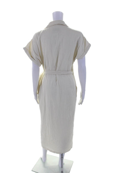 L'Academie Womens Cotton White Collar V-neck Short Sleeve Wrap Dress Size 2