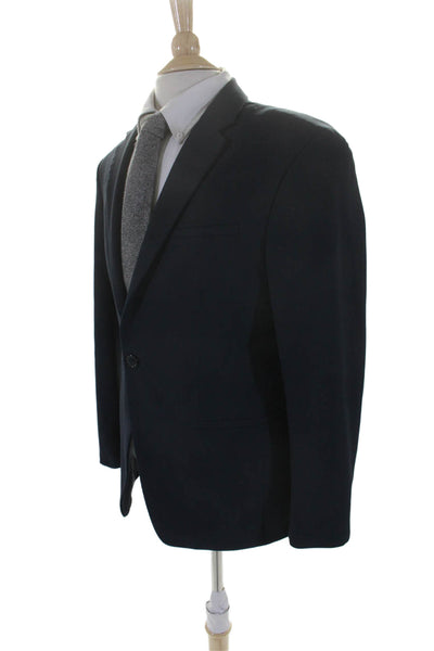 Zara Mens Navy Blue One Button Faux Pockets Long Sleeve Blazer Size 38