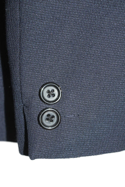 Zara Mens Navy Blue One Button Faux Pockets Long Sleeve Blazer Size 38