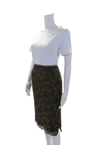 Worth Womens Side Zip Knee Length Lace Overlay Pencil Skirt Brown Size 10