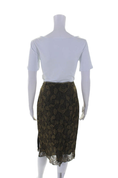 Worth Womens Side Zip Knee Length Lace Overlay Pencil Skirt Brown Size 10