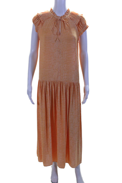 Current Air Women's Ruffle Neck Sleeveless Flare Maxi Dress Orange Size S