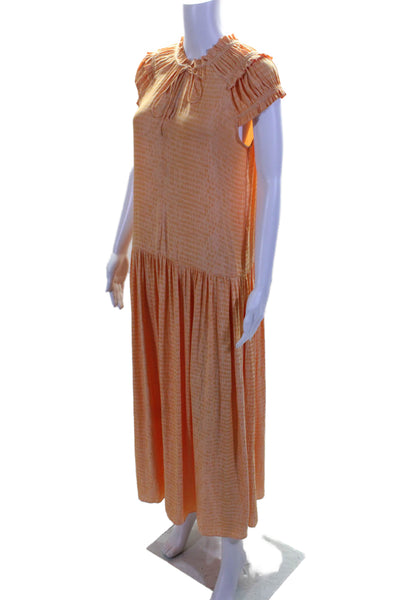 Current Air Women's Ruffle Neck Sleeveless Flare Maxi Dress Orange Size S