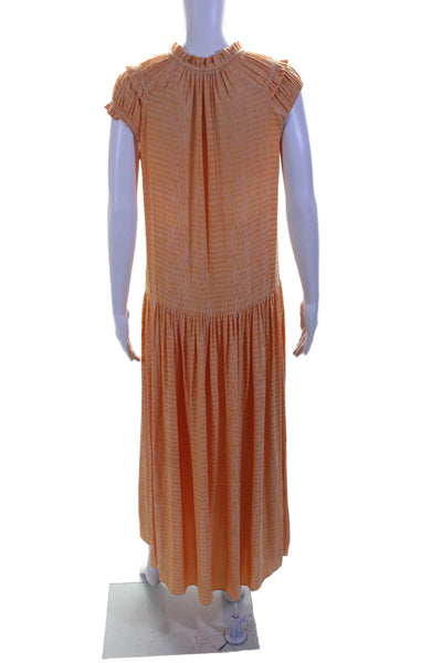 Current Air Women's Ruffle Neck Sleeveless Flare Maxi Dress Orange Size S