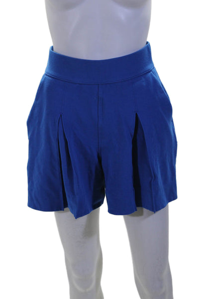 Kit And Ace Womens Cobalt Blue Pleated Pull On High Waisted Shorts Size 4