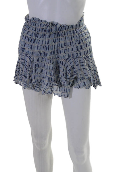 Isabel Marant Etoile Womens Blue Printed Ruffle Layered Mini Shorts Size 34