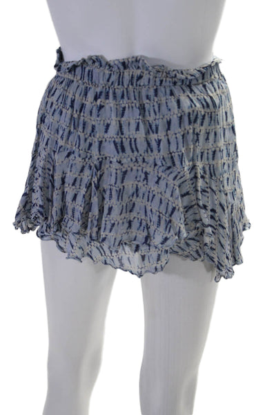 Isabel Marant Etoile Womens Blue Printed Ruffle Layered Mini Shorts Size 34