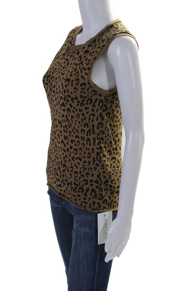 Nili Lotan Womens Animal Print Tank Top Brown Black Cotton Size Extra Small