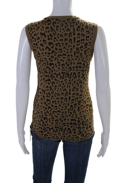 Nili Lotan Womens Animal Print Tank Top Brown Black Cotton Size Extra Small