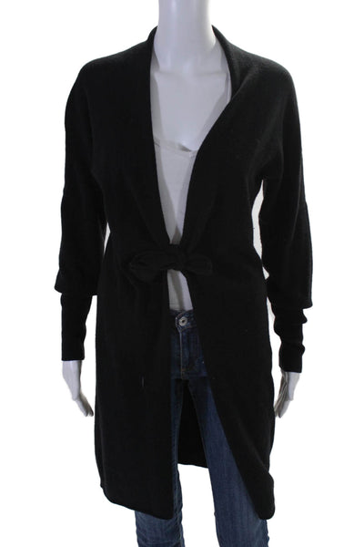 Rivamonti Womens Long Sleeves Wrap Cardigan Sweater Black Wool Size Large