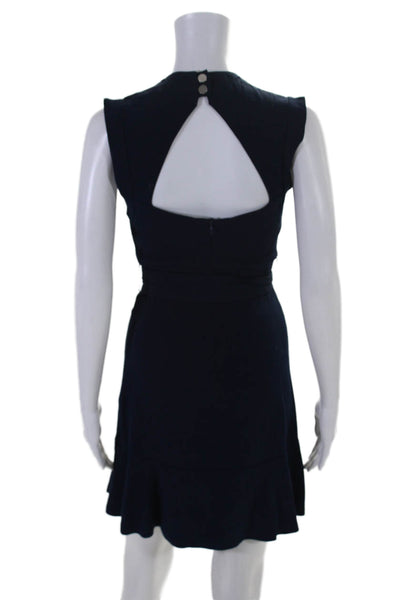 Sandro Womens Sleeveless Knee Length Belted A Line Dress Navy Blue Size 1