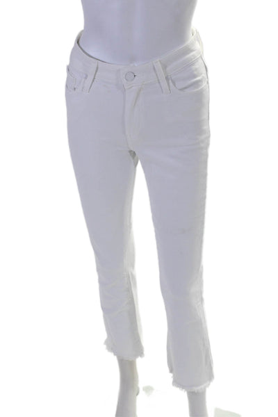 Paige Womens High Rise Collette Crop Flare Leg Jeans White Cotton Size 25