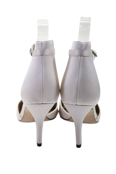 J. Renee Womens Jeweled Pointed Toe Ankle Strap Heels Beige Size 7 Medium