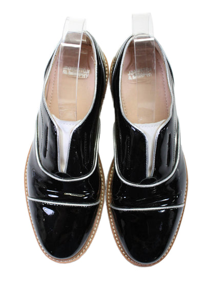 Johnston & Murphy Womens Patent Leather Slide On Oxfords Black Size 7 Medium