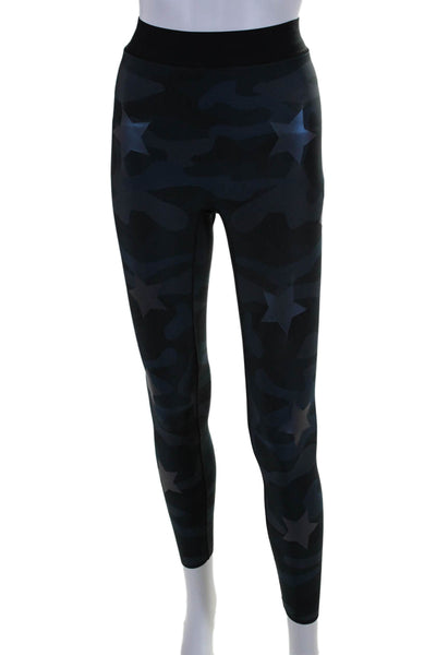 Ultracor Womens Camo Print Mid-Rise Activewear Ankle Leggings Blue Size S