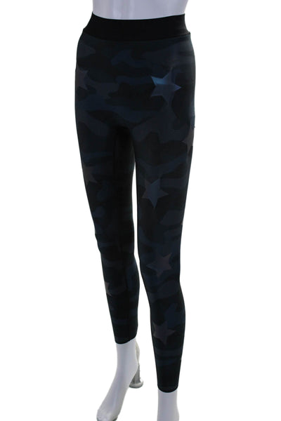 Ultracor Womens Camo Print Mid-Rise Activewear Ankle Leggings Blue Size S