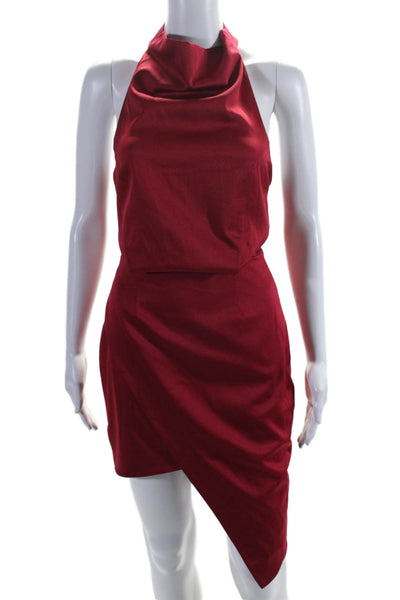 Elliatt Womens Asymmetric Hem Backless Halter Neck Dress Red Size XS