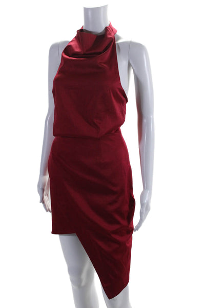 Elliatt Womens Asymmetric Hem Backless Halter Neck Dress Red Size XS