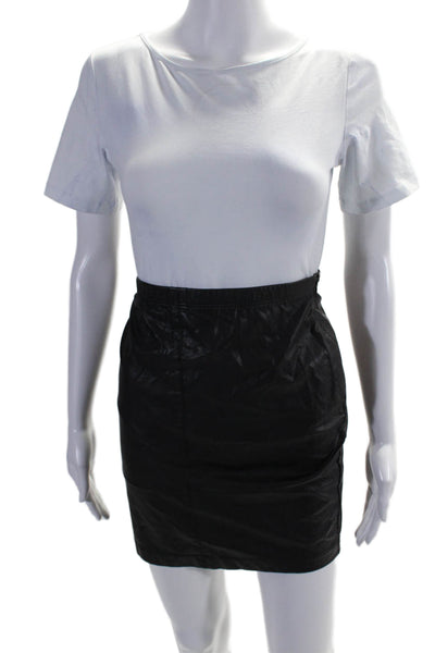 Fifteen Twenty Womens Faux Leather Elastic Waist Pencil Skirt Black Size XS