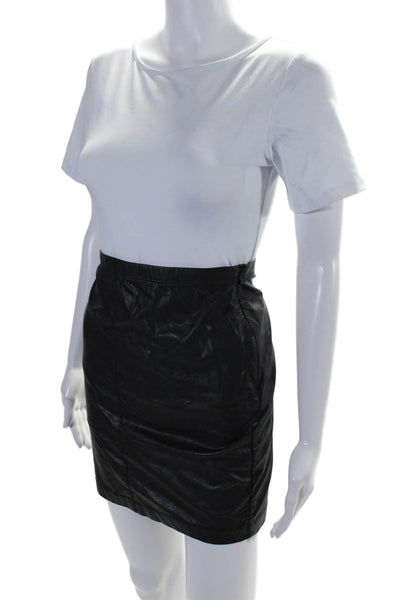 Fifteen Twenty Womens Faux Leather Elastic Waist Pencil Skirt Black Size XS