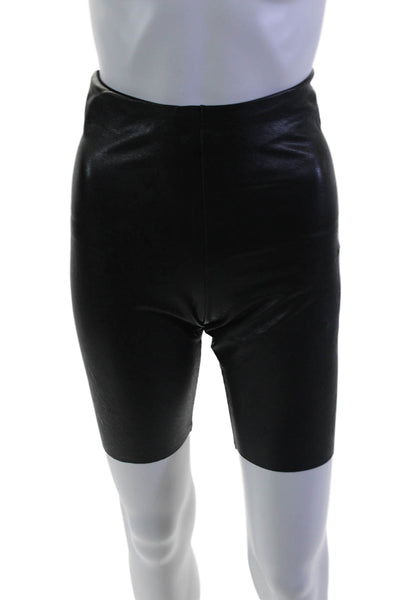 Commando Control Womens Faux Leather High Rise Biker Shorts Black Size M