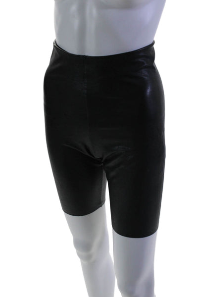 Commando Control Womens Faux Leather High Rise Biker Shorts Black Size M