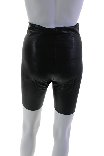 Commando Control Womens Faux Leather High Rise Biker Shorts Black Size M