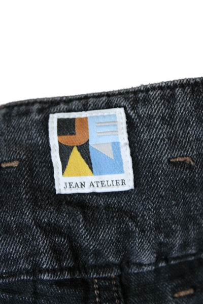 Atelier Womens Cotton Denim High Rise Straight Leg Paperbag Jeans Black Size 24