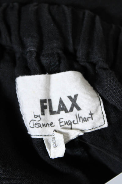 Flax Womens Linen Solid Black High Waisted Casual Shorts Size L