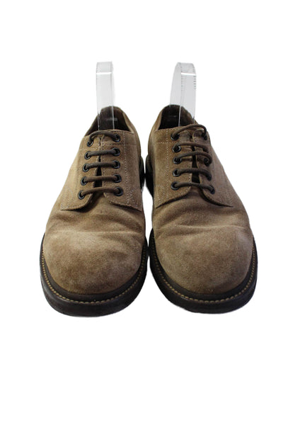 Brunello Cucinelli Mens Lace Up Round Toe Oxfords Brown Suede Size 41