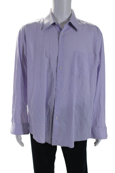 Emanuel Emanuel Ungaro Men's Long Sleeves Button Down Shirt Purple Size XL